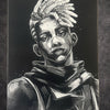 Tableau portrait stratège urbain univers futuriste noir et blanc décoration murale 30x40 cm - DesignRomArt