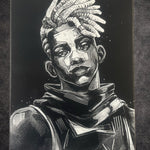 Tableau portrait stratège urbain univers futuriste noir et blanc décoration murale 30x40 cm - DesignRomArt