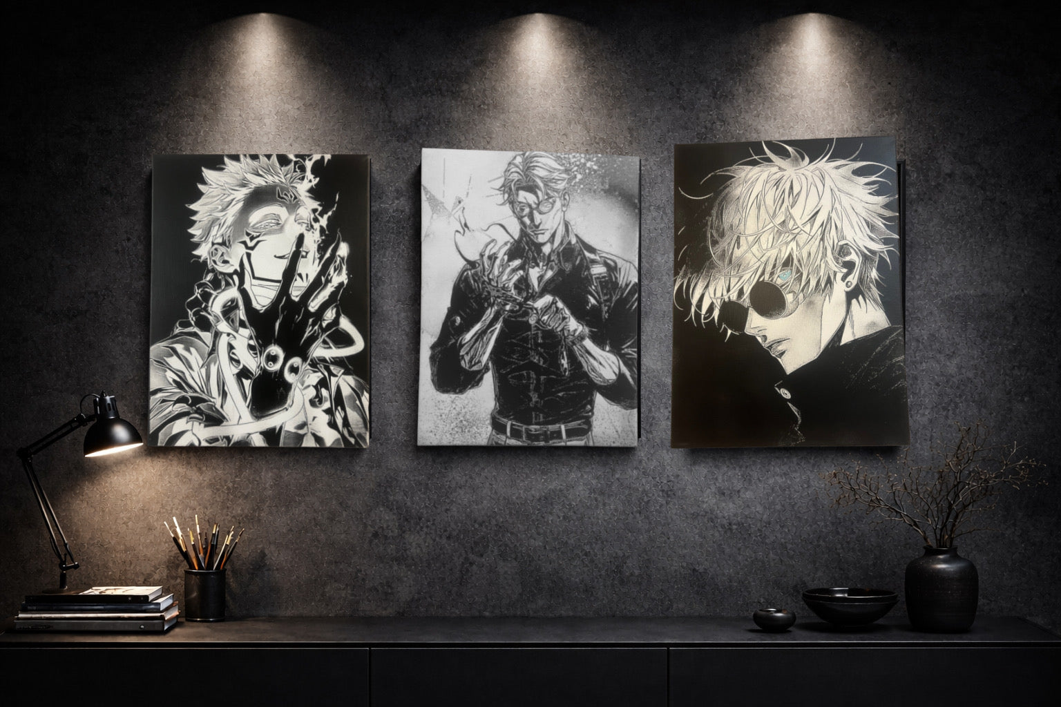 Tableau moderne noir et blanc évoquant la préparation mentale