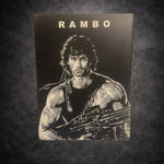 Tableau Rambo film culte action noir et blanc décoration murale 30x40 cm - DesignRomArt