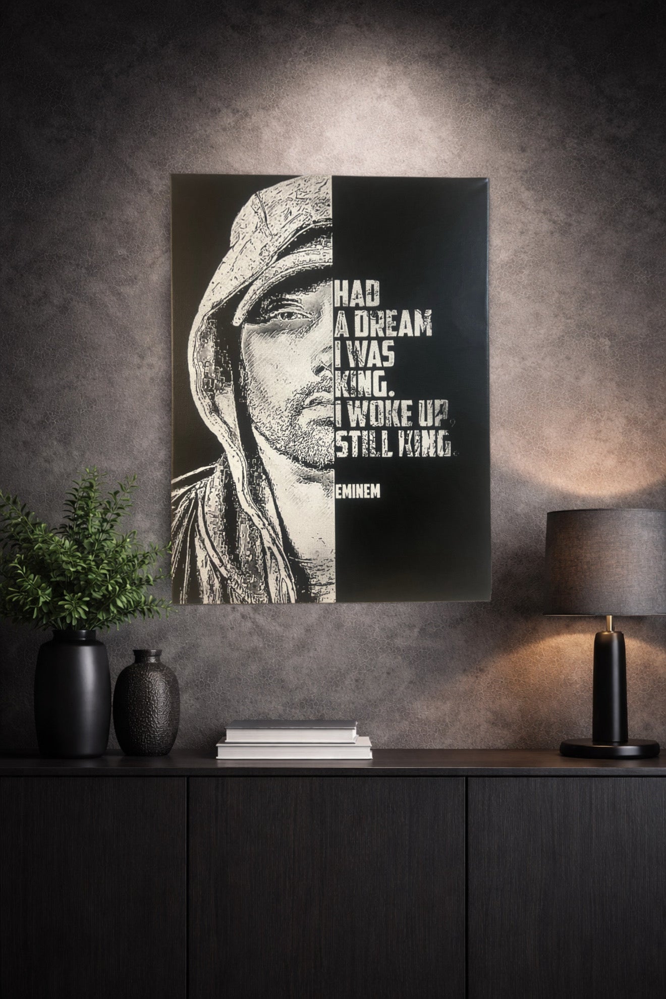 Tableau rap citation noir blanc style street art decoration murale 30x40 cm - DesignRomArt