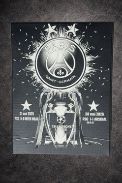Tableau psg noir blanc style street art decoration murale 30x40 cm