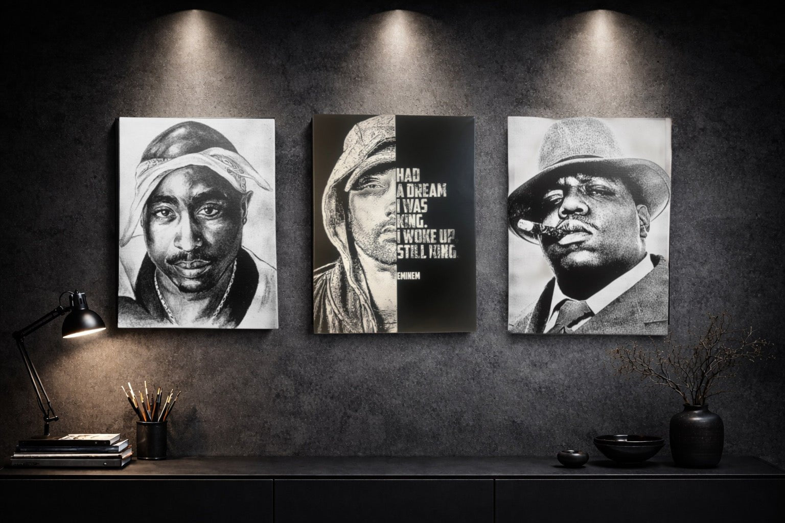 Tableau rap citation noir blanc style street art decoration murale 30x40 cm - DesignRomArt