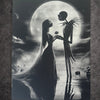 Tableau romantique gothique noir et blanc – Couple sous la lune – Toile murale 30x40 cm - DesignRomArt