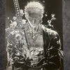Tableau samouraï stoïque tenant son katana style épique noir et blanc décoration murale 30x40 cm - DesignRomArt