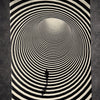 Tableau silhouette dans un tunnel d’illusion circulaire infinie et spirale de profondeur noir et blanc – décoration murale moderne 30x40 cm - DesignRomArt