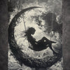 Tableau silhouette féminine suspendue dans un cercle d’ombre noir et blanc décoration murale 30x40 cm - DesignRomArt