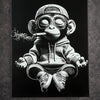 Tableau singe street art attitude rebelle noir et blanc décoration murale 30x40 cm - DesignRomArt