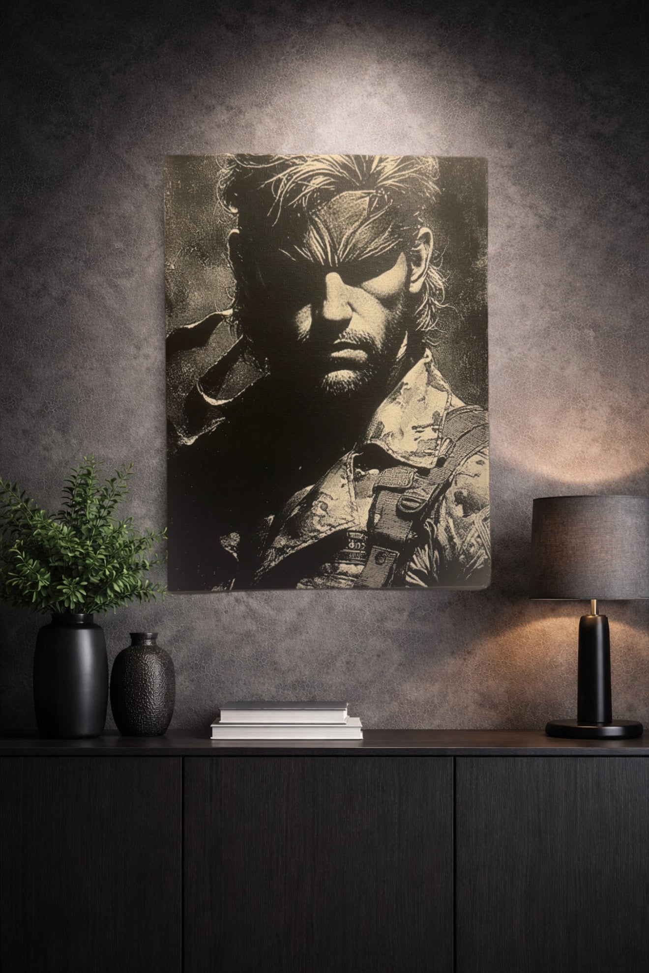 Tableau soldat tactique regard intense univers militaire noir et blanc décoration murale 30x40 cm - DesignRomArt