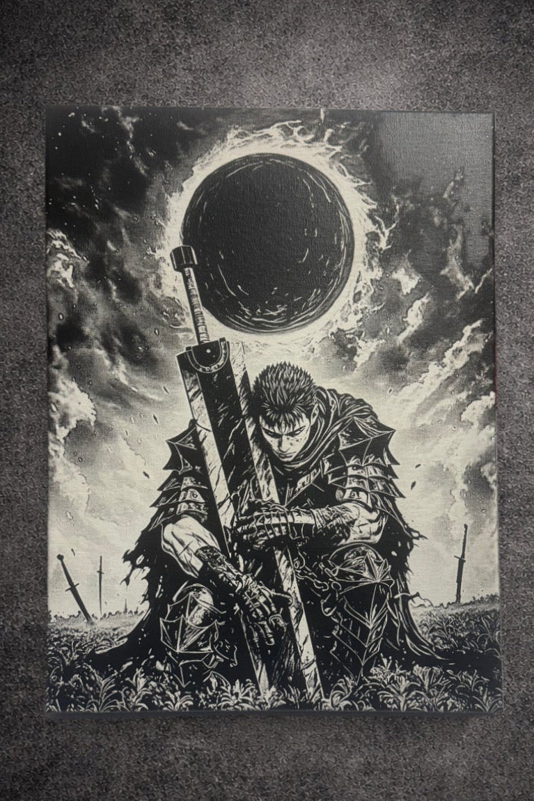 Tableau survivant face au destin – Art manga noir et blanc sombre – Toile 30x40 cm - DesignRomArt