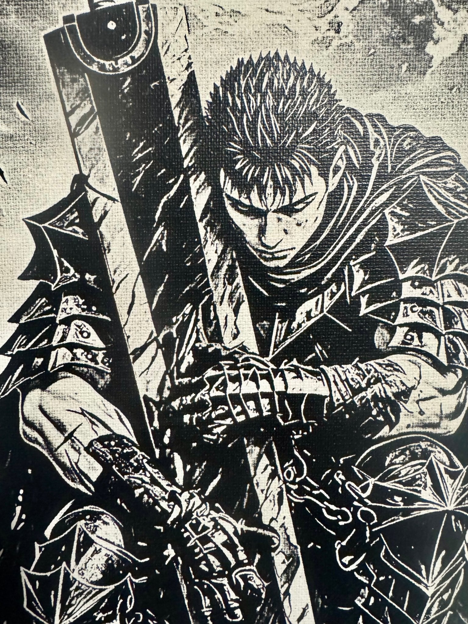 Tableau survivant face au destin – Art manga noir et blanc sombre – Toile 30x40 cm - DesignRomArt
