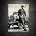 Tableau Vintage Gentleman – Toile décorative rétro 30 × 40 cm | Style gravure noir & blanc - DesignRomArt