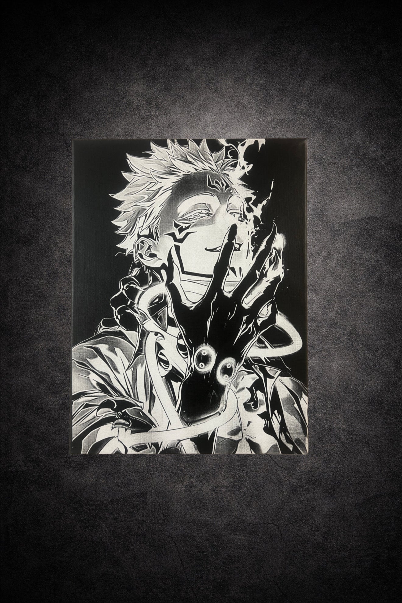 tableau manga noir et blanc exorciste maudit